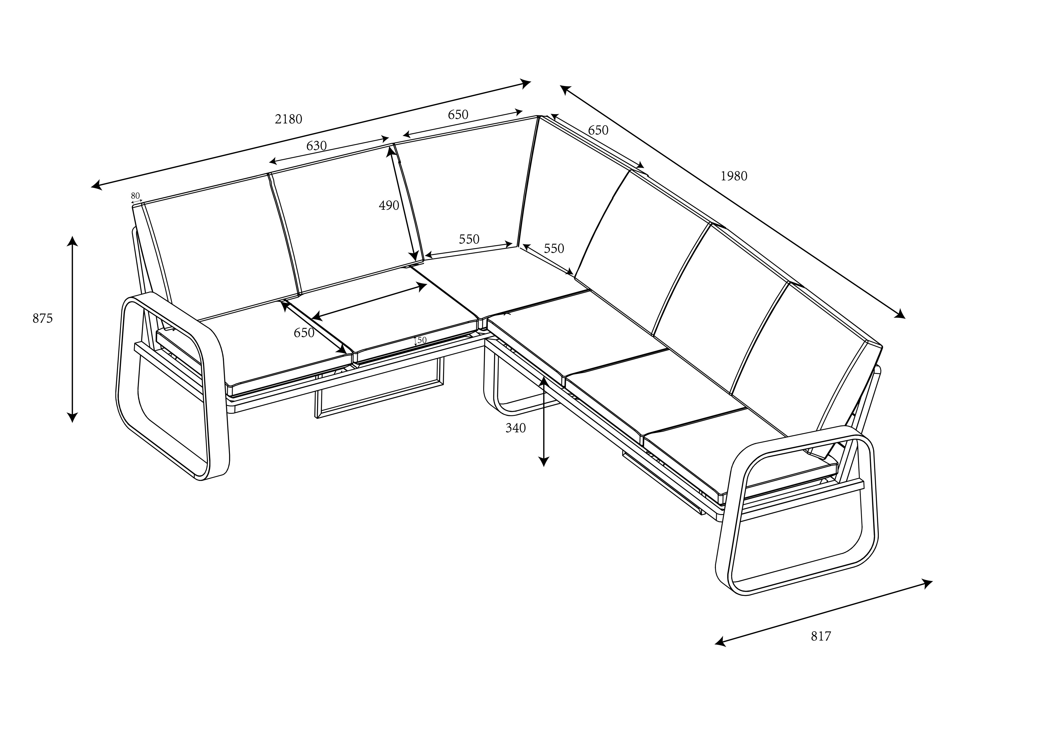 Orka Rectangular Casual Dining Set dimensions